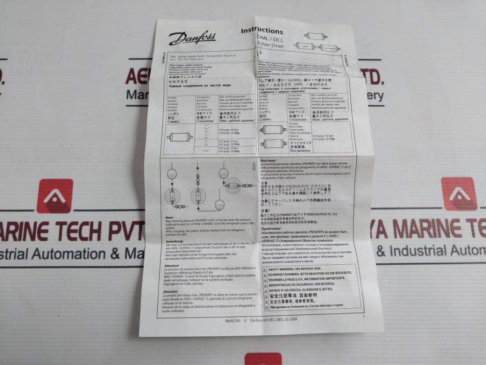 Danfoss Dml 306 Eliminator Hermetic Filter Drier 667 Psig/46 Bar
