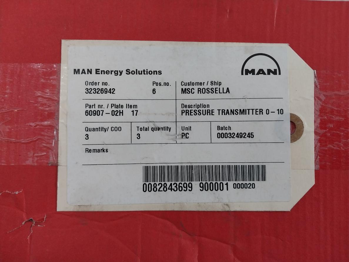 Danfoss Emp 2 Pressure Transmitter 084G2109 0-10 Bar 4-20 Ma 9-32Vdc 60907-02H
