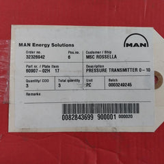 Danfoss Emp 2 Pressure Transmitter 084G2109 0-10 Bar 4-20 Ma 9-32Vdc 60907-02H