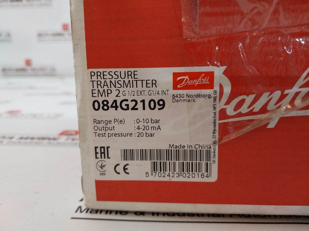 Danfoss Emp 2 Pressure Transmitter 084G2109 0-10 Bar 4-20 Ma 9-32Vdc 60907-02H