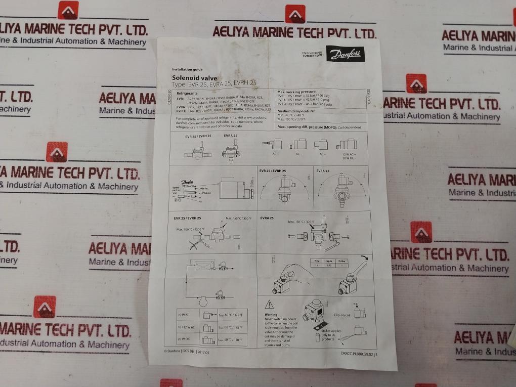 Danfoss Evra25 032F6225 Solenoid Valve + Coil(018F6282) + Seal Kit(027F0081) Set