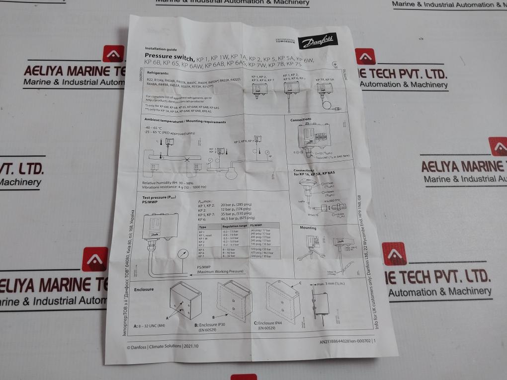 Danfoss Kp1 Pressure Switch 400v