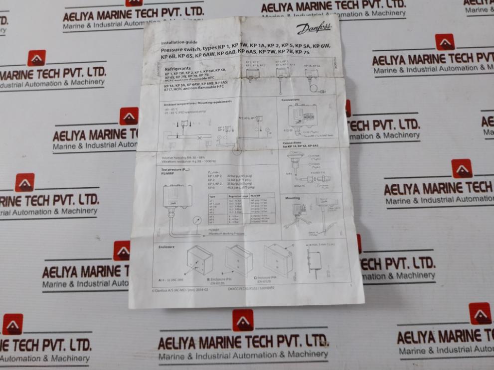 Danfoss Kp5 Pressure Switch 8-32 Bar Pe 100-465 Psig Reset Diff-3 Bar 43 Psi