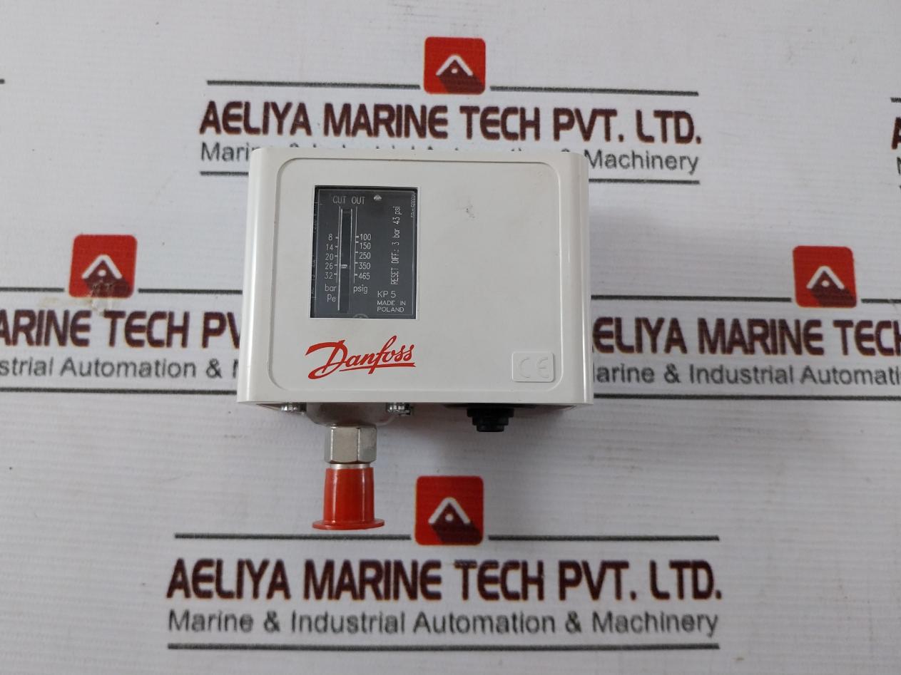 Danfoss Kp5 Pressure Switch 8-32 Bar Pe 100-465 Psig Reset Diff-3 Bar 43 Psi