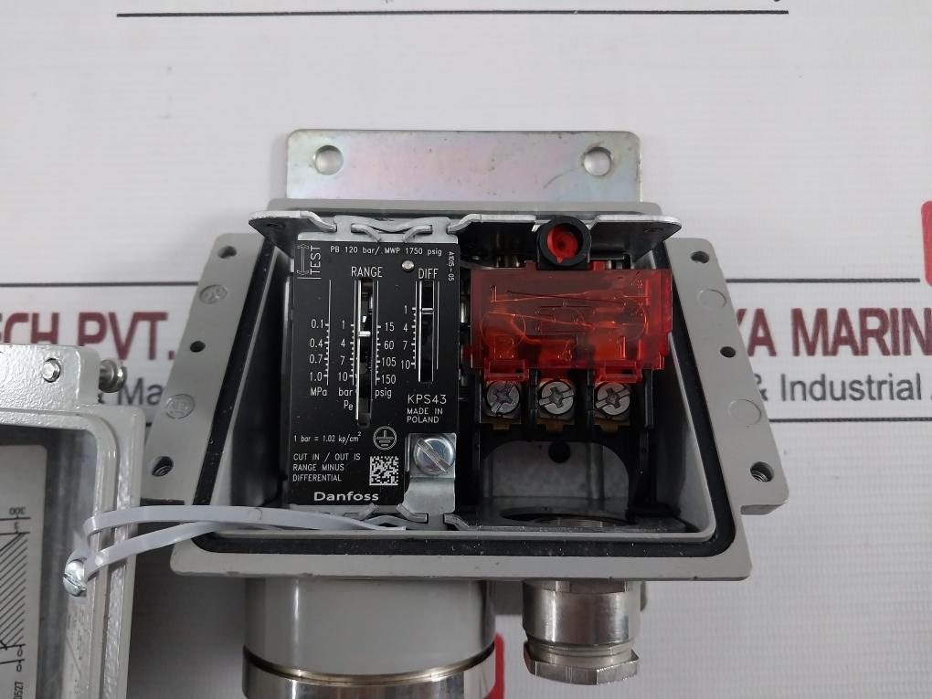 Danfoss Kps 43 Pressure Switch 0.1–1.0 Mpa Ip67 480Vac