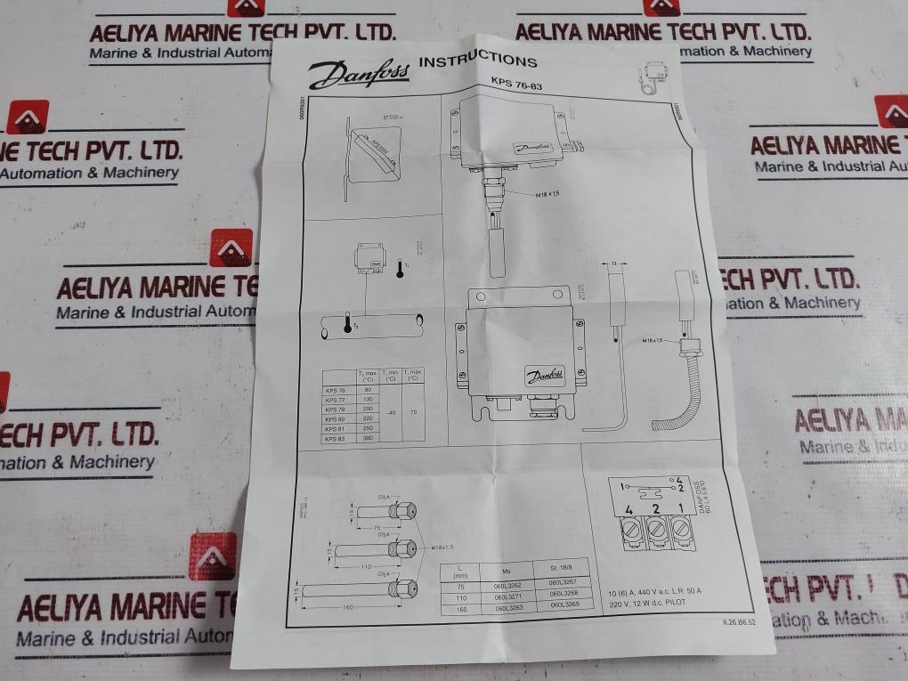 Danfoss Kps 77 Thermostat, Kps77, Spdt, Ip67, 130˚C, Range 20-60°C