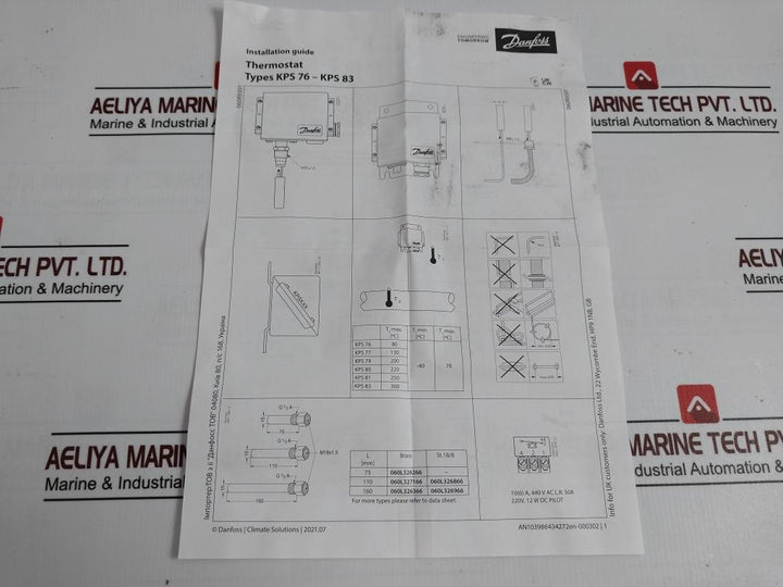 Danfoss Kps80 Temperature Switch 240V 10A