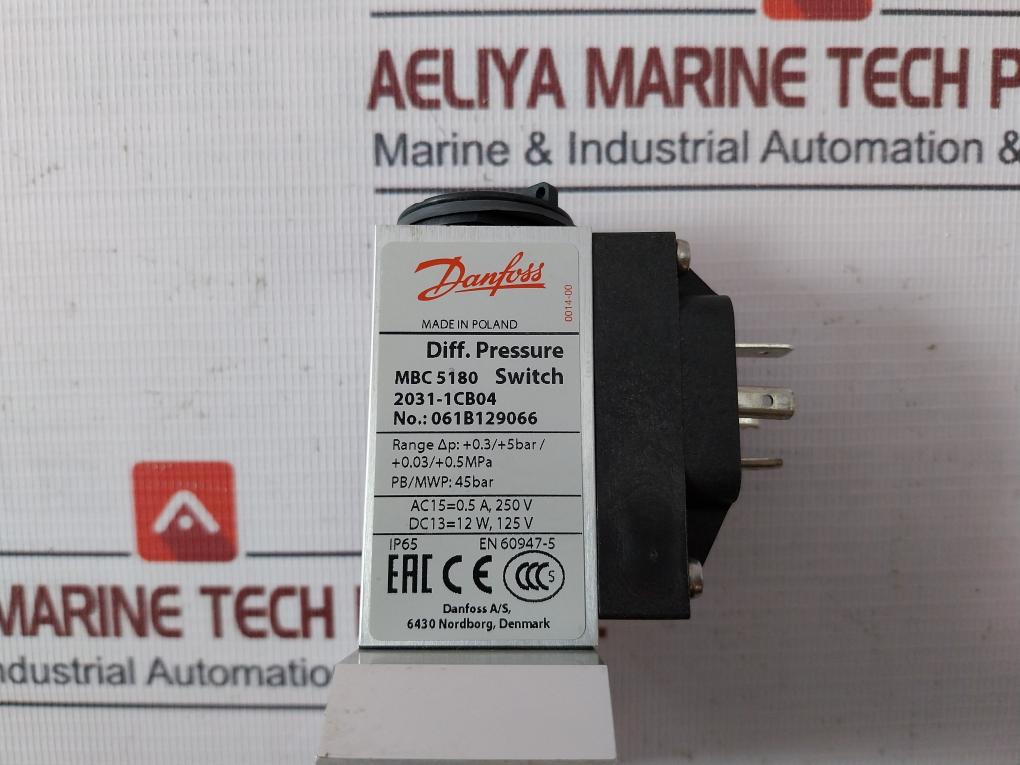 Danfoss Mbc 5180 Differential Pressure Switch 2031-1Cb04 Ip65 45 Bar En 60947-5