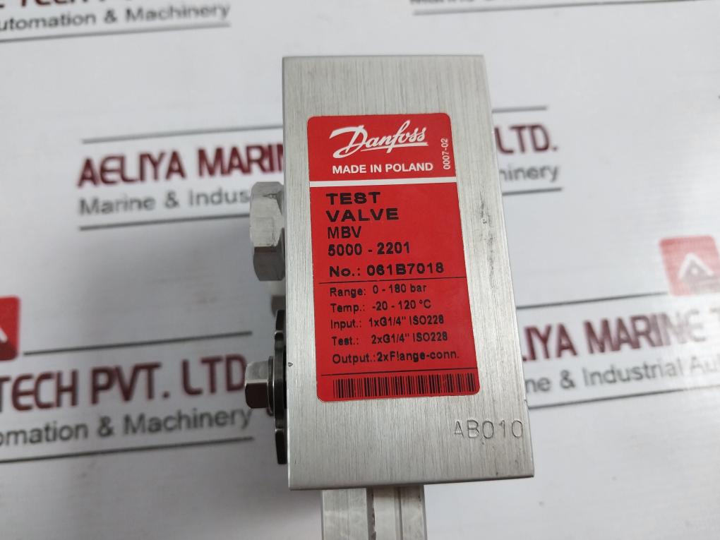 Danfoss Mbv 5000-2201 Input Output Test Valve 061B7018 0-180 Bar