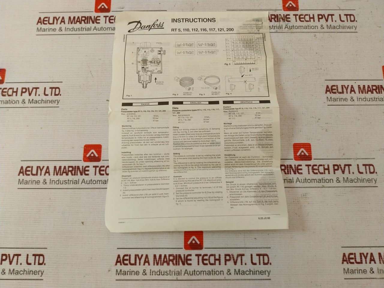 Danfoss Rt 110 Pressure Switch En 60947-4/-5 3-40 Psig