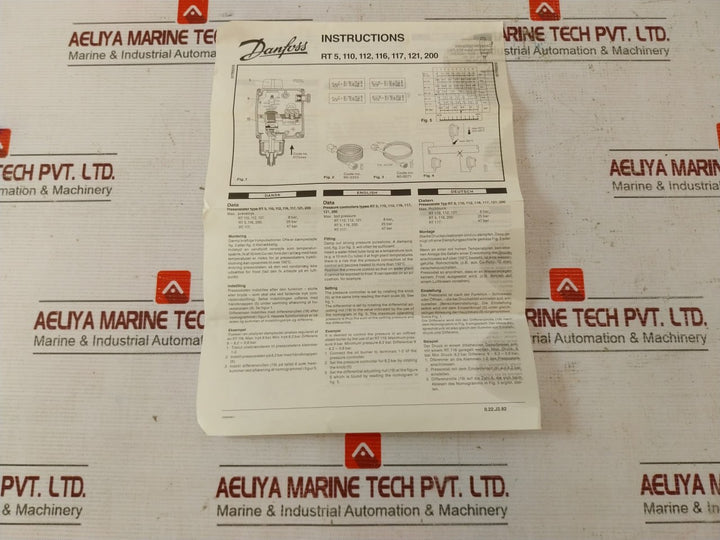 Danfoss Rt 110 Pressure Switch En 60947-4/-5 3-40 Psig