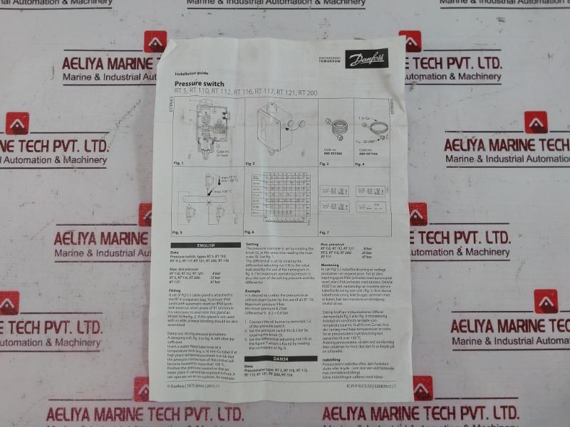 Danfoss Rt 116 Pressure Switch Rt116-017-5200 15-140 Psig 25 Bar 22 Bar/319 Psig