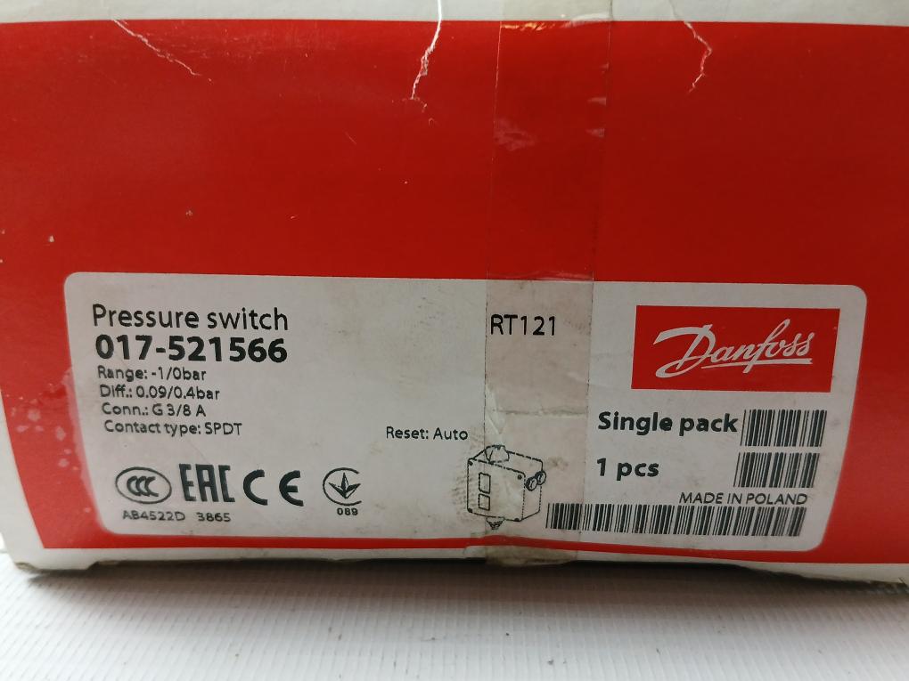 Danfoss Rt121 Pressure Switch 017A1681-03 En60947-4/-5 Ip66 7 Bar/102 Psig
