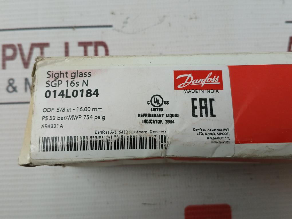 Danfoss Sgp 16S N Sight Glass 014L0184 014R9572 Max 80˚C/175˚F