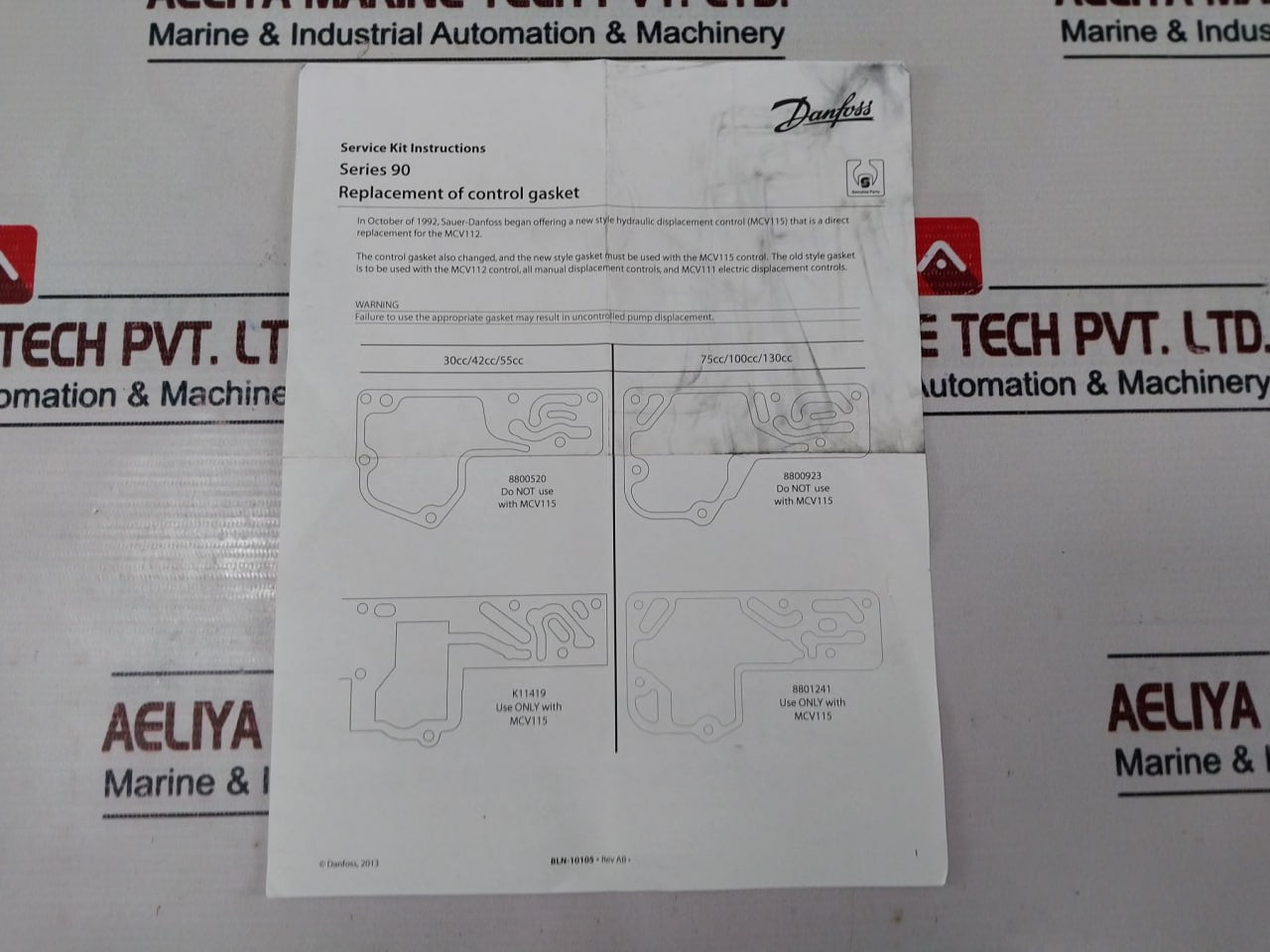 Danfoss 11035671 Replacement Of Control Gasket Seal Kit