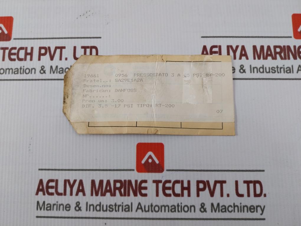 Danfoss Rt 200 Pressure Switch 3–85 Psig 0.2–6 Bar