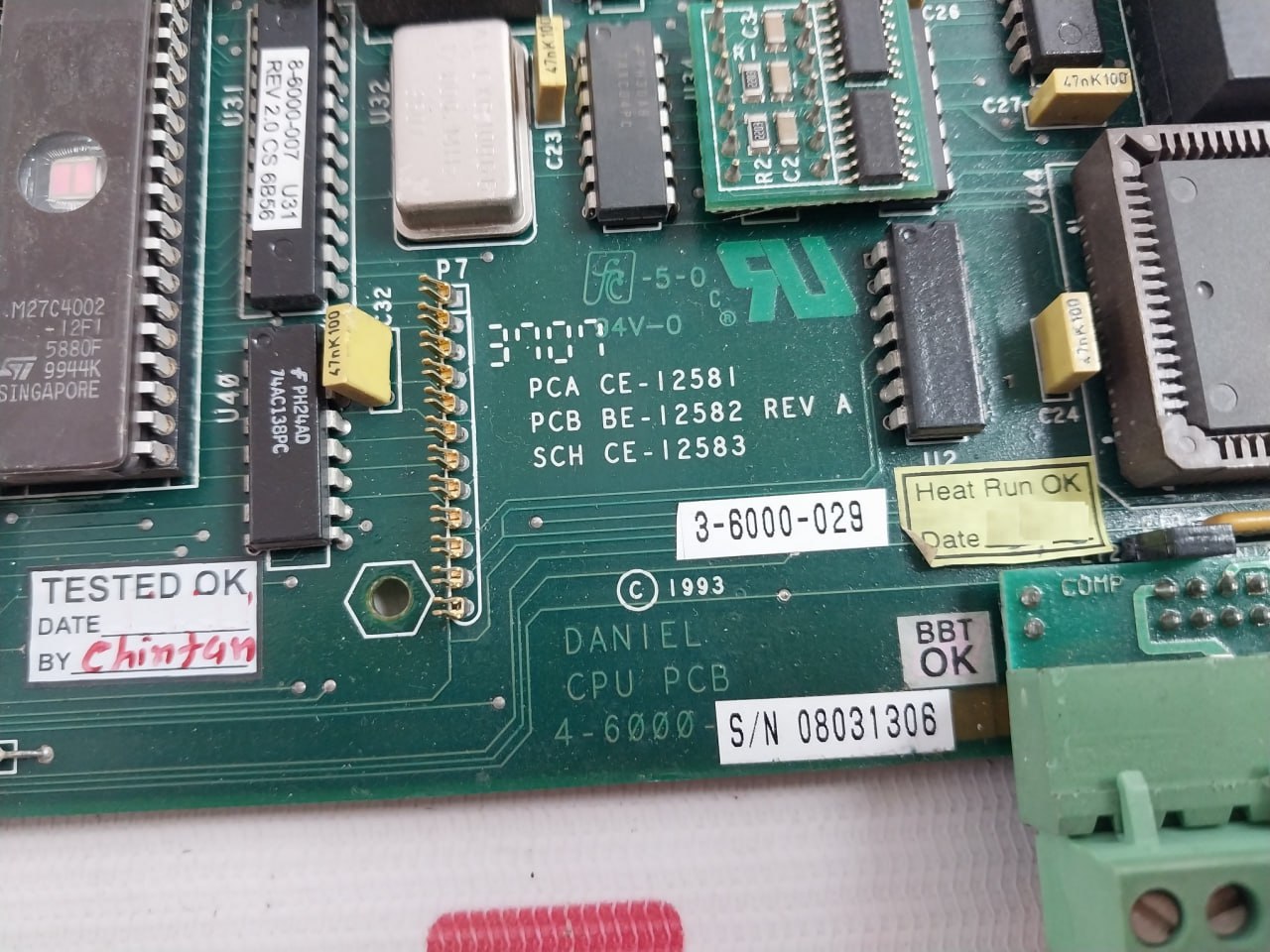 Daniel 3-6000-029 Printed Circuit Board For Cpu 94V-0 Rev.A Ae-19375