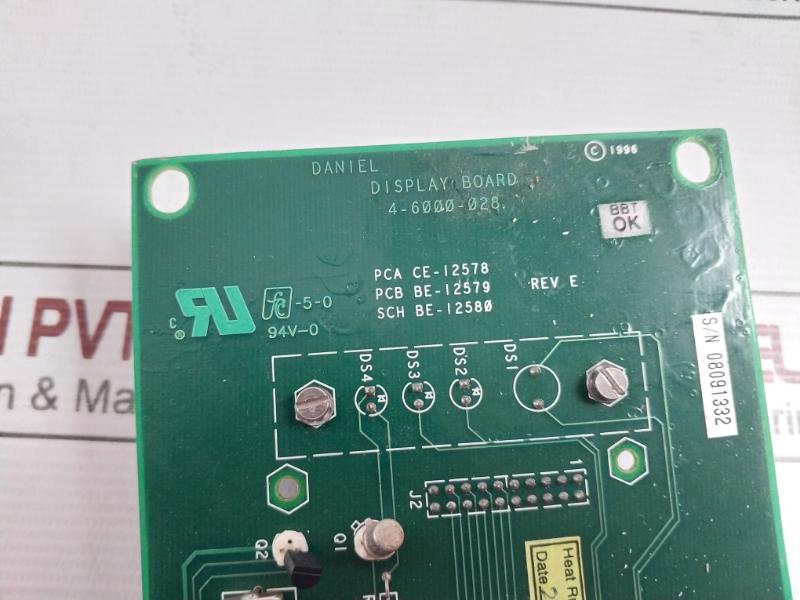 Daniel 4-6000-028 Pc Board For Flow Computer Pca Ce-12578 Rev: E 94V 3-6000-038