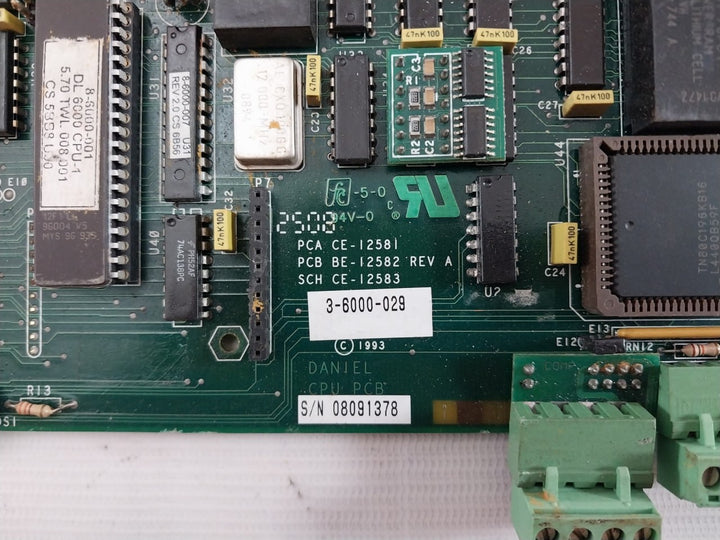 Daniel 4-6000-029 Printed Circuit Board For Cpu Be-12582 Rev A