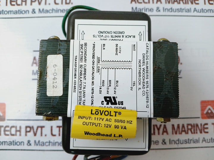 Daniel Woodhead 1675-12 Transformer Output 12V 90Va