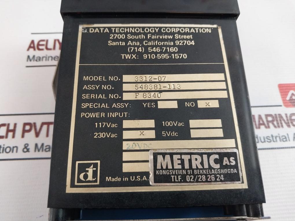 Data Technology 3312-07 Digital Panel Meter