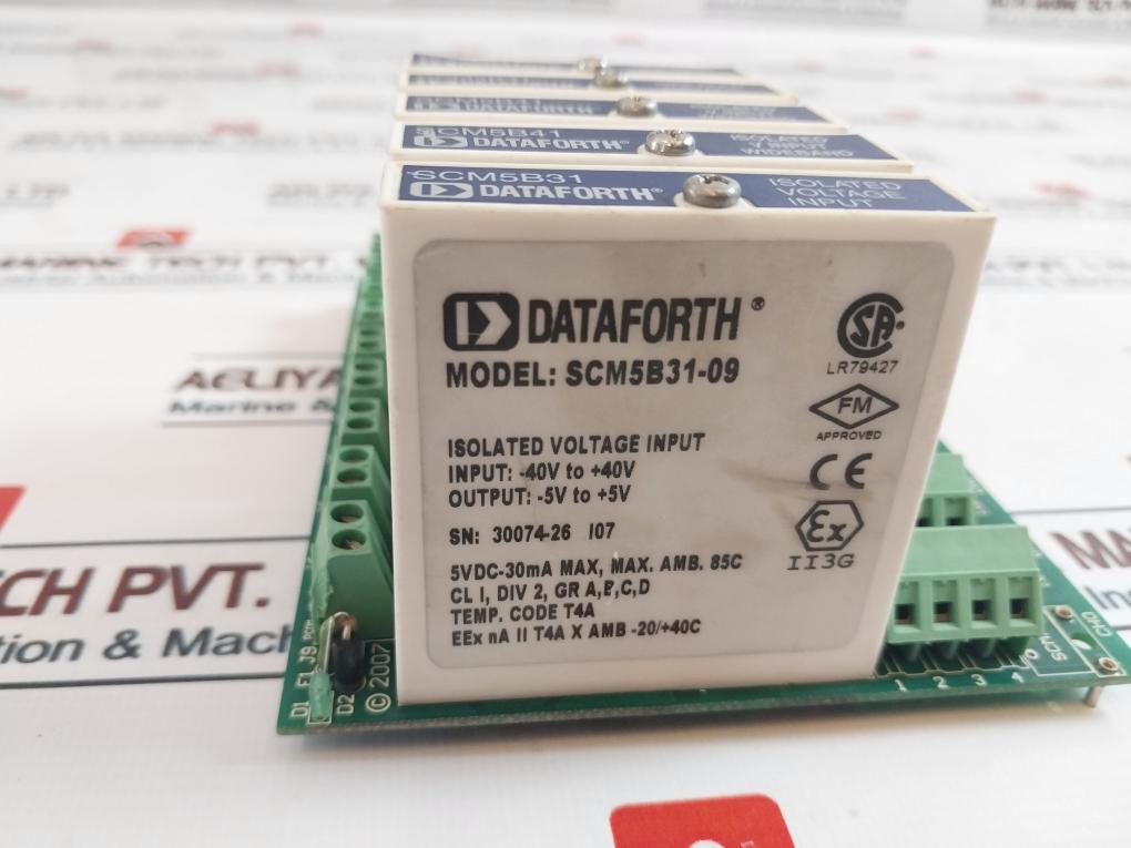 Dataforth Scm5B31-09 Isolated Voltage Input Module W/ Scmpb07-3 Backpanel