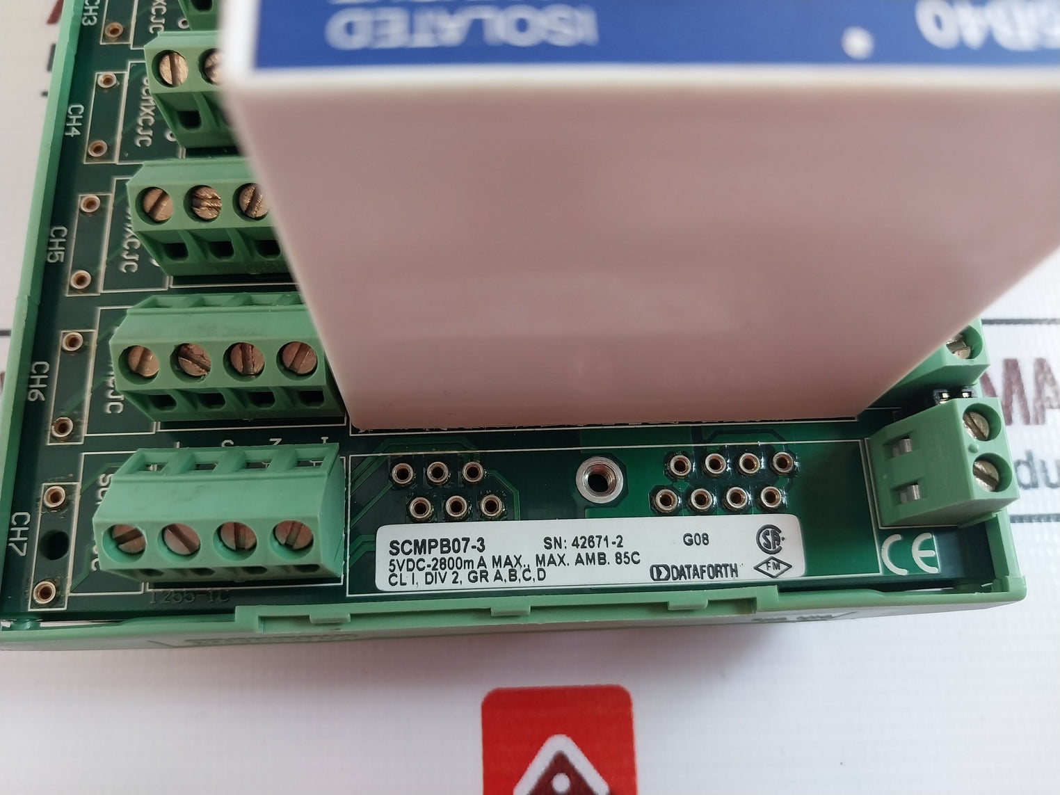 Dataforth Scmpb07-3 8 Channel Backpanel W/Analog Voltage Input Module Scm5B41-02