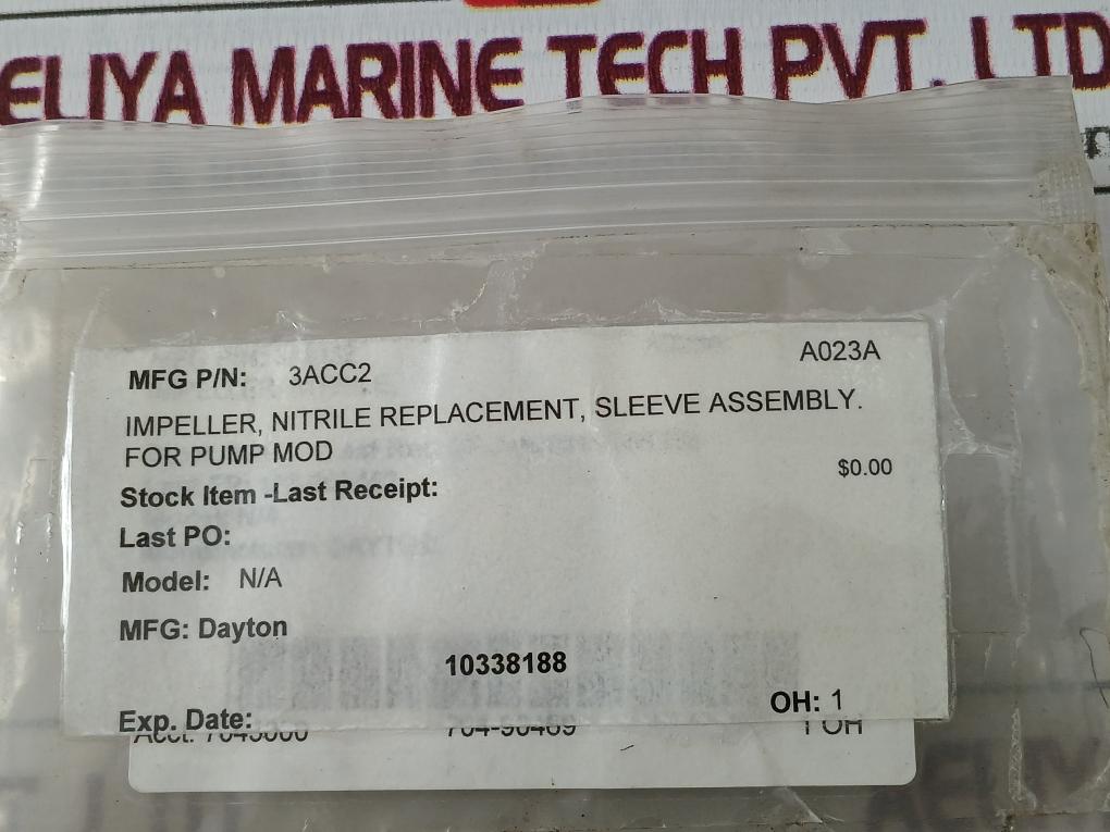Dayton 3Acc2 Nitrile Impeller Sleeve Assembly