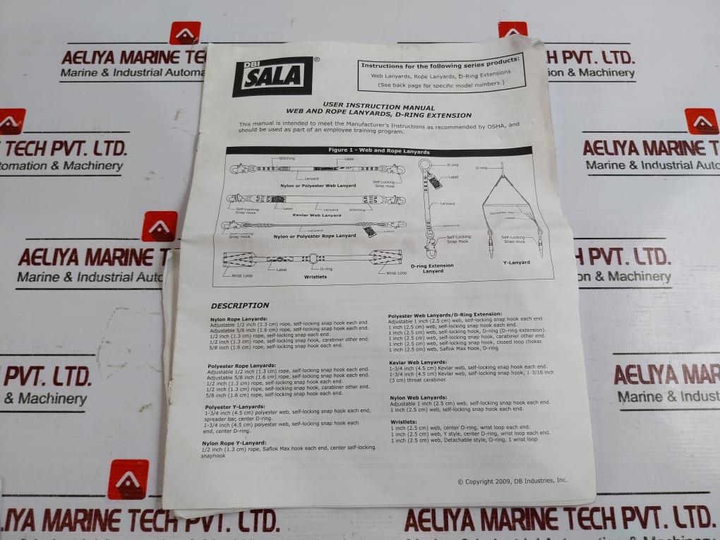 Dbi Sala 1202354 Pole Climber's Adjustable Rope Positioning Lanyard 9502408 Rev.E