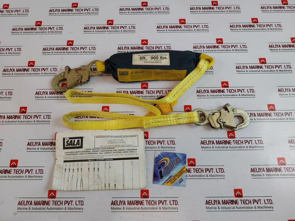 Dbi Sala 1240006 Shock Absorber Lanyard Length-6ft Snap Hook Anchor Connection