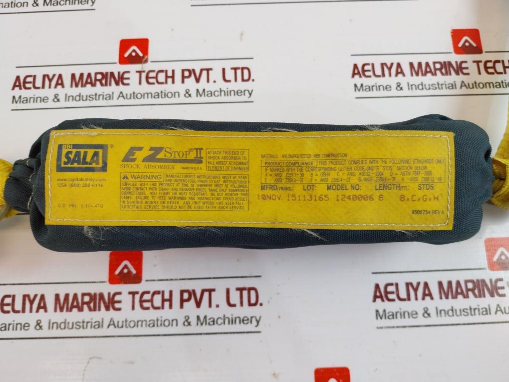 Dbi Sala 1240006 Shock Absorber Lanyard Length-6ft Snap Hook Anchor Connection