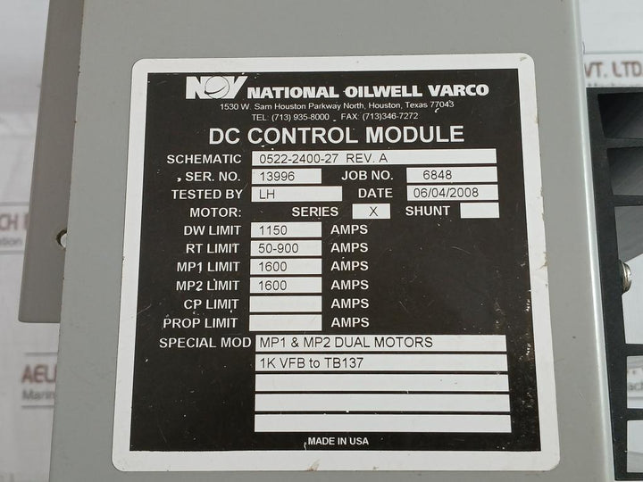Dc Control Module 0522-2400-27 Nov 1600 Amps