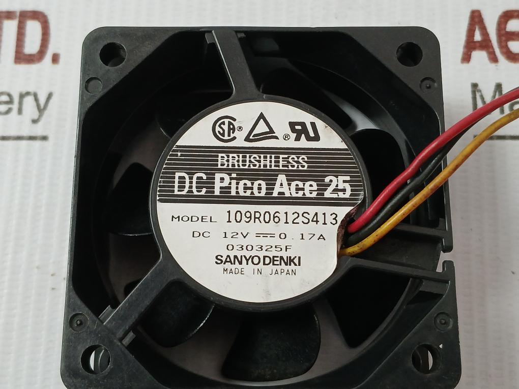 Dc Pico Ace 25 Cooling Fan 12V Dc 0.17A Sanyo Denki 109R0612S413