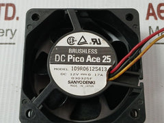 Dc Pico Ace 25 Cooling Fan 12V Dc 0.17A Sanyo Denki 109R0612S413