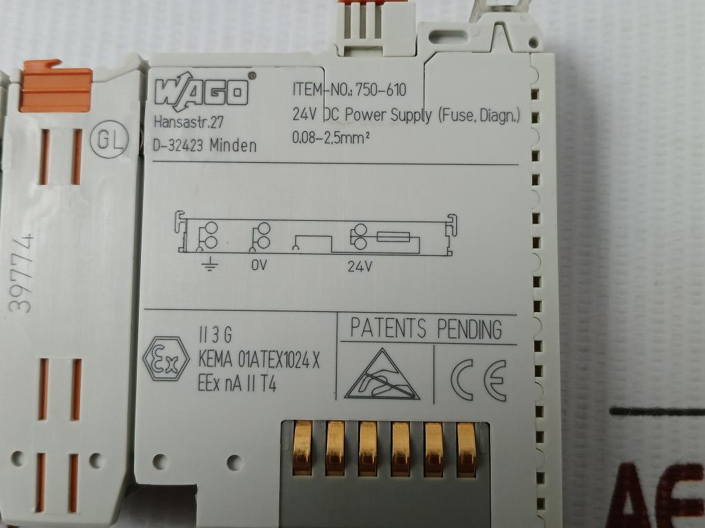 Dc Power Supply Module With Fuse Holder And Diagnostics 24Vdc 10A Wago 750-610