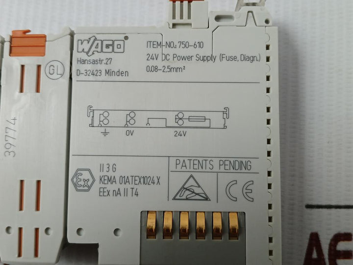 Dc Power Supply Module With Fuse Holder And Diagnostics 24Vdc 10A Wago 750-610