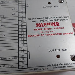 De Hoop Electronics 78.012.02 Electronic Comparing Unit W/ Overload Protection