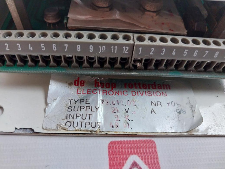 De Hoop Electronics 78.012.02 Electronic Comparing Unit W/ Overload Protection