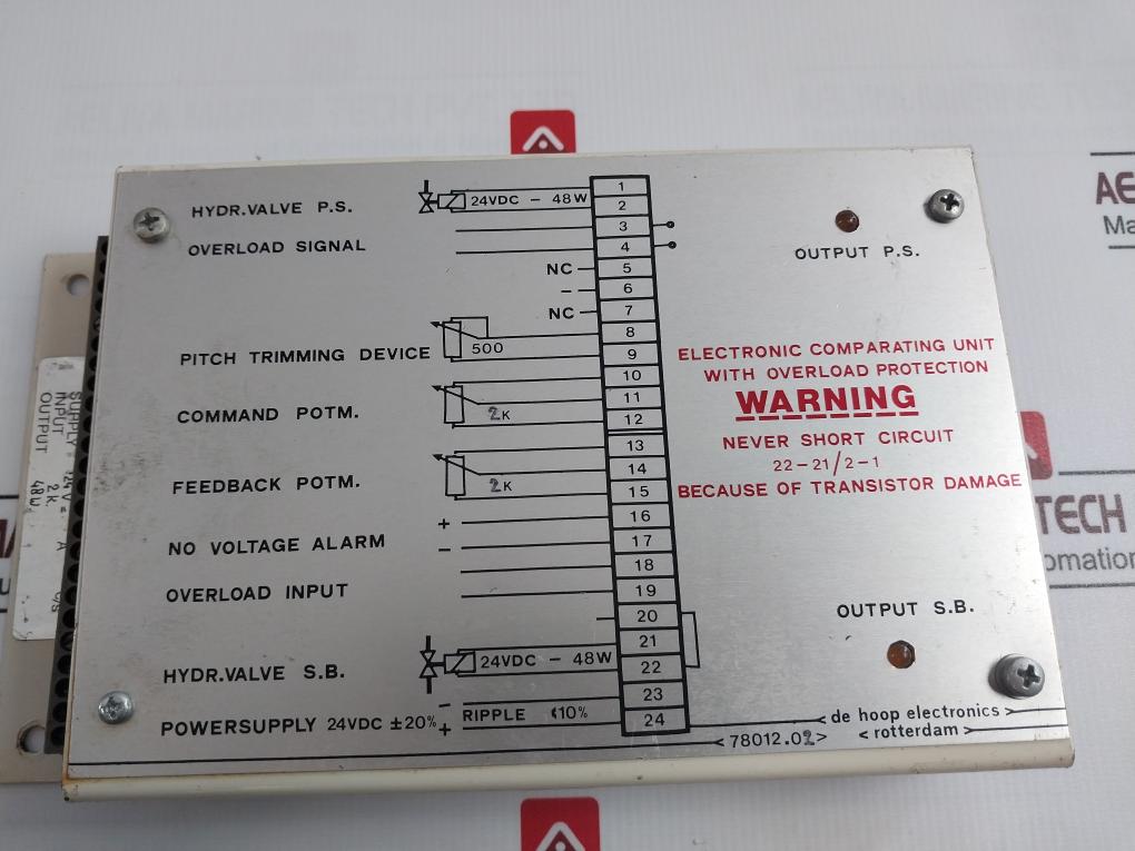 De Hoop Electronics 78.012.02 Electronic Comparing Unit With Overload Protection