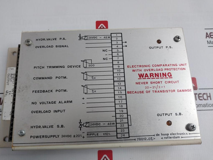 De Hoop Electronics 78.012.02 Electronic Comparing Unit With Overload Protection