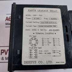 Deesys Der-p03 Earth Leakage Relay 240Vac 50/60 Hz