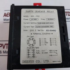 Deesys Der-p03 Earth Leakage Relay Ac 240V 50/60Hz