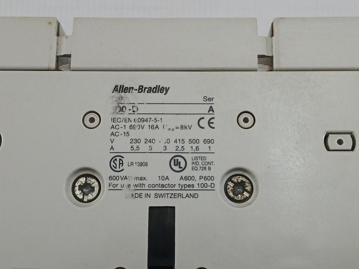 Definite Purpose Contactor 230V 50-60/Hz Allen-bradley 100-d110
