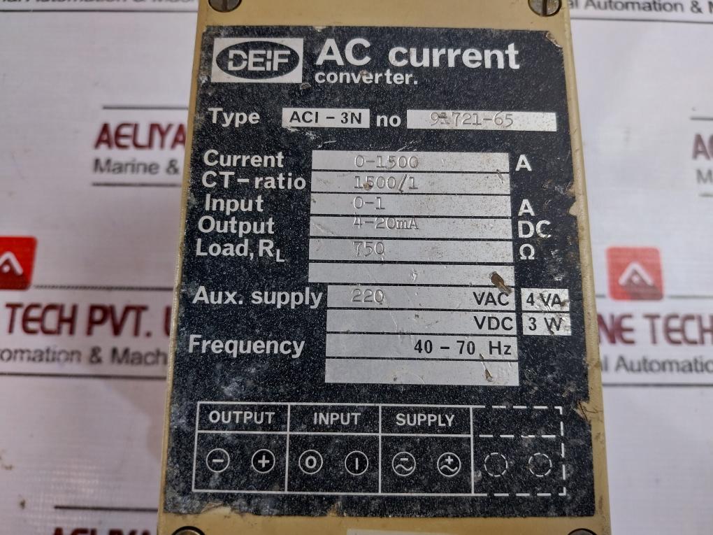 Deif Aci-3N Ac Current Converter, 0-1500A, 4-20Ma Output, 220V Ac