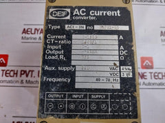 Deif Aci-3N Ac Current Converter, 0-1500A, 4-20Ma Output, 220V Ac
