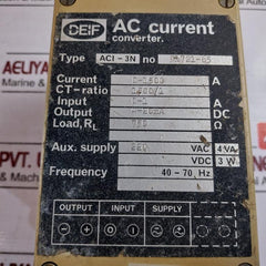 Deif Aci-3N Ac Current Converter, 0-1500A, 4-20Ma Output, 220V Ac