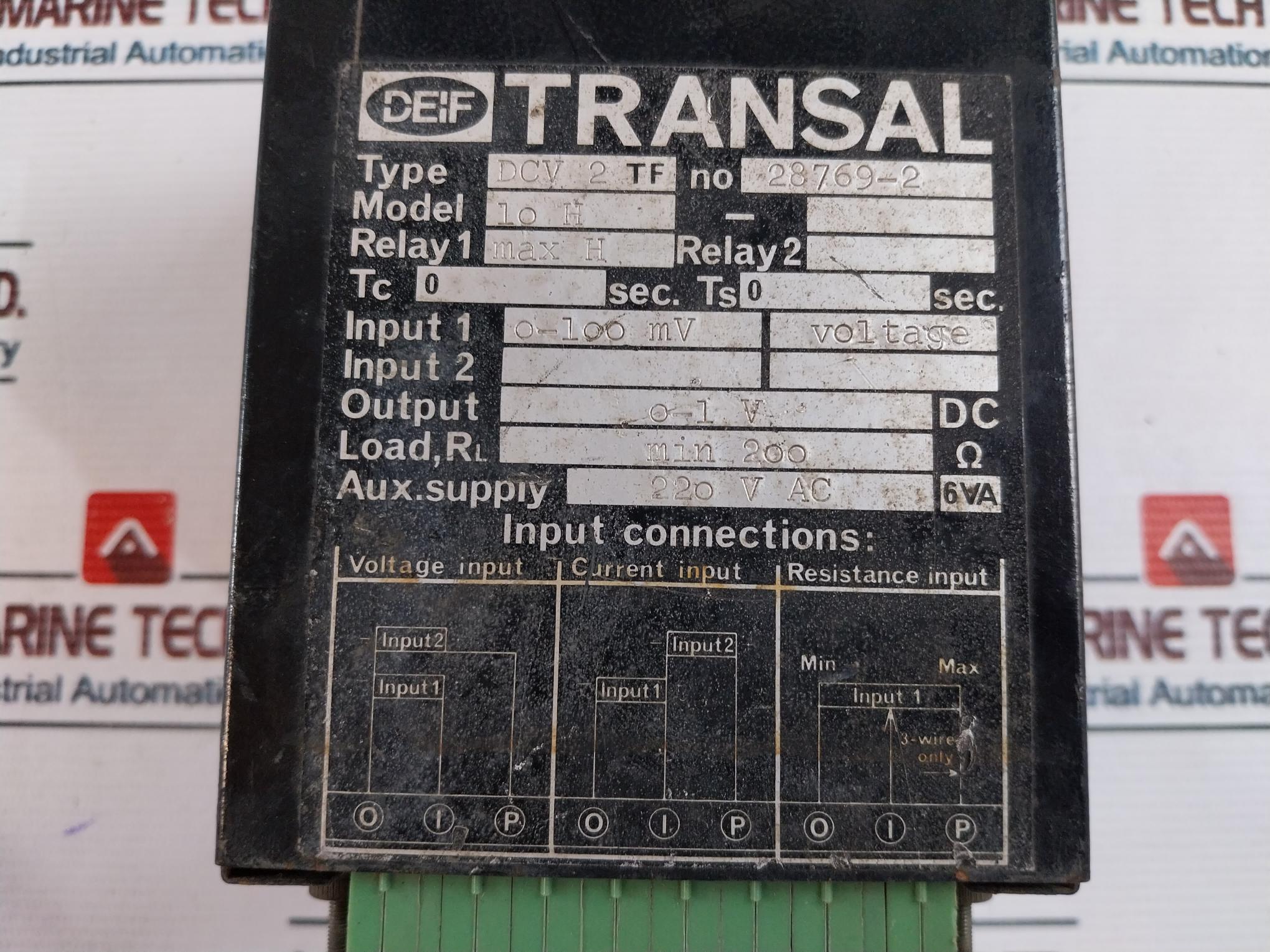 Deif Dcv 2 Tf Transal Earth Monitor 10 H 0-1V Dc