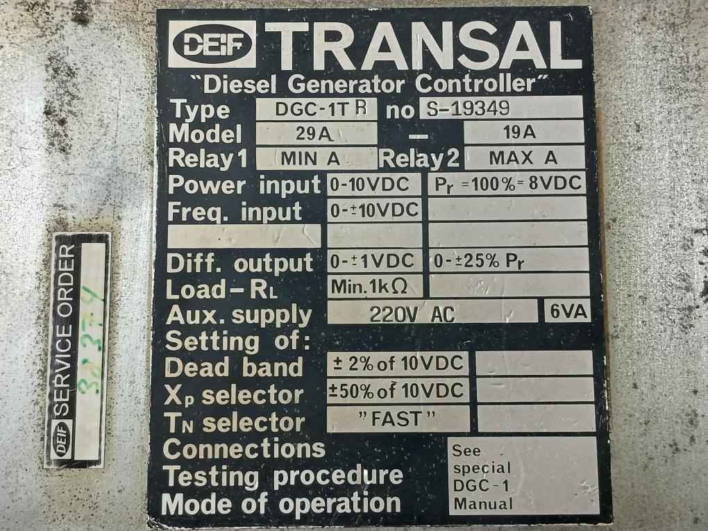 Deif Dgc-1Tr Diesel Generator Controller 29A-19A 0-10Vdc