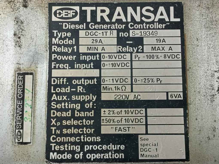 Deif Dgc-1Tr Diesel Generator Controller 29A-19A 0-10Vdc