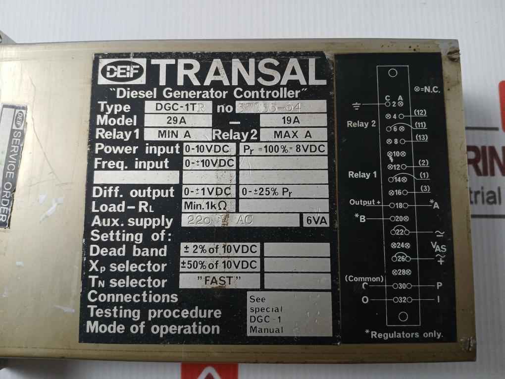 Deif Dgc-1Tr Transal Diesel Generator Controller 29A-19A 220Vac 6Va